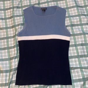 navy blue, light blue & white tank